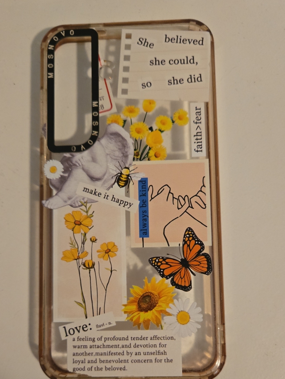 Clear Floral & Butterfly Phone Case - Yellow Accent Galaxy S24